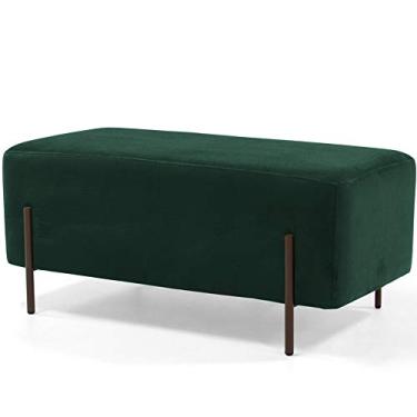 Imagem de Puff Retangular Decorativo Status 90x45 D02 Pés de Aço Veludo Verde Musgo C-303 - Lyam Decor