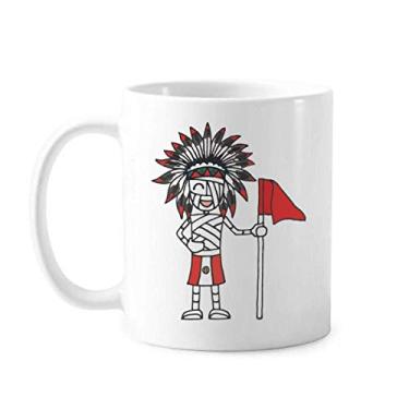 Imagem de Caneca de cerâmica com a bandeira vermelha do chefe peruano de futebol Mamãe Caneca de porcelana de café
