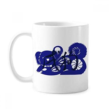 Imagem de Ano Novo do Cão Animal China Zodíaco Caneca Cerâmica Café Porcelana Copo Talheres