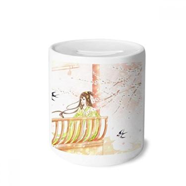 Imagem de DIYthinker Caixa de moedas Xinghua Swallow estilo chinês, caixa de dinheiro de cerâmica para presente de cofrinho