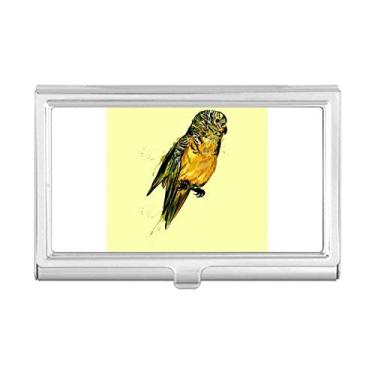 Imagem de Porta-cartões de visita Yellow Budgie Papagaio Pássaro Carteira de bolso