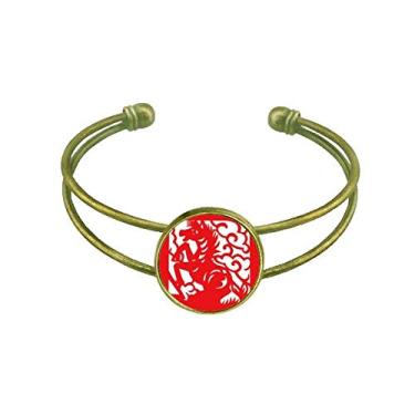 Imagem de Bracelete retrô com pingente de cavalo animal do zodíaco da China com corte de papel