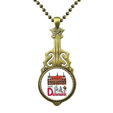 Imagem de DIYthinker Colar Demark National Symbol com padrão de marco antigo de violão com pingente de música