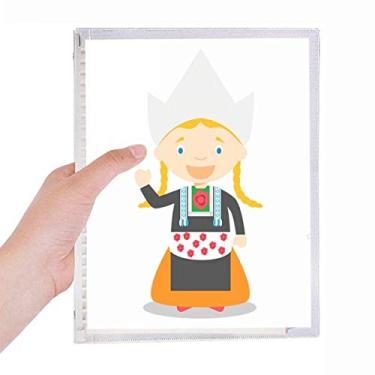 Imagem de Caderno Pigtails Girl Netherlands com desenho de folhas soltas diário recarregável