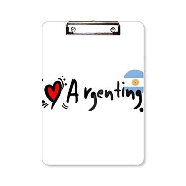 Imagem de I Love Argenting Bandeira de Palavra Amor Ilustração Coração Prancheta Pasta Bloco de Escrita Placa de Apoio A4