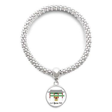 Imagem de DIYthinker Pulseira de prata Buk com pingentes da Coreia do Sul com pontos de referência da Coreia do Sul