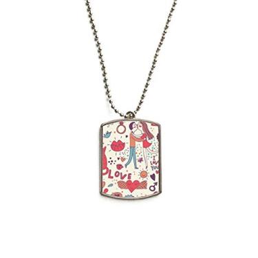 Imagem de DIYthinker Colar para animais de estimação com pingente de corrente de aço inoxidável para flores para casais apaixonados