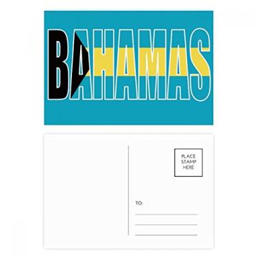 Imagem de Conjunto de cartão postal com nome da bandeira do país das Bahamas, cartão de agradecimento por correio de aniversário
