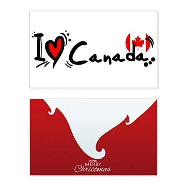 Imagem de I Love Canada Palavra Bandeira de Coração Feriado Feliz Natal Cartão de Parabéns Mensagem de Letras de Natal