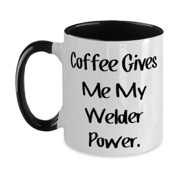 Imagem de Linda caneca de presente de soldador, Coffee Give Me My Welder Power, linda caneca de dois tons de 325 ml para amigos