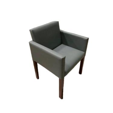 Imagem de Poltrona Nina Executiva Para Sala De Recepção Em Tecido Sintético - Cinza - Cor: Cinza