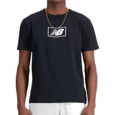 Imagem de Camiseta New Balance Essentials Logo - Masculino - Preto+Branco