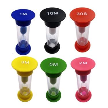 Imagem de IEUDNS 6 pces pequeno temporizador de ampulheta 1min/2 minutos/3 minutos/5min/10 minutos/30s ampulheta decorativa leve para o estudo do restaurante cozinhar