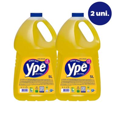 Imagem de Kit Com 2 Detergente Lava-louças Líquido Neutro Galão 5L Atacado Rende Mais Amarelo - Ypê 