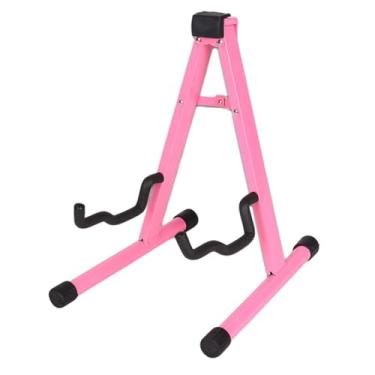 Imagem de Dynwave Suporte de instrumento dobrável universal, suporte de rack musical, suporte de guitarra elétrica para guitarra elétrica, acessórios de baixo, rosa