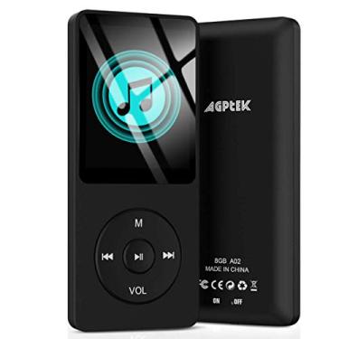 Imagem de AGPTEK Leitor de MP3 A02 de 8 GB, reprodutor de música de som sem perdas de 70 horas, suporta até 128 GB, preto