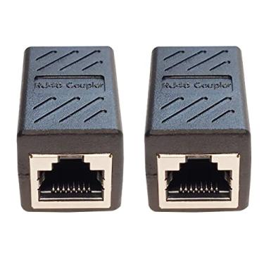 Imagem de SHANFEILU Adaptador de acoplador em linha RJ45 fêmea para fêmea extensor de cabo Ethernet conector de rede modular de 8 pinos para cabo Ethernet Cat7 Cat6 Cat5e Cat5 2 peças