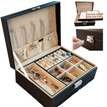 Imagem de Caixa Porta Jóias 2 Andares Brinco Relógios Colares Pulseiras com Tranca - R78
