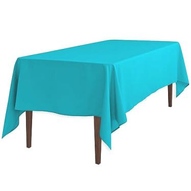 Imagem de Toalha de mesa retangular de poliéster turquesa 152 x 259 cm