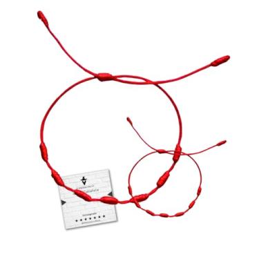 Imagem de kit Mamãe Bebê Pulseira Vermelha Kabbalah 7 Nós Original Recém Nascido Contra Quebranto inveja olho gordo proteção