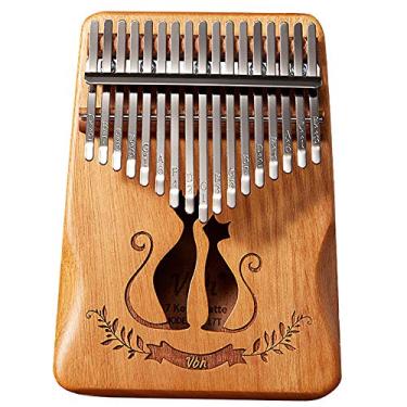 Imagem de Kalimba Piano de polegar de 17 teclas, piano de dedo de mogno com martelo de afinação, instrumento de marimba para iniciantes amantes de música (18 cm x 13 cm), cor de madeira