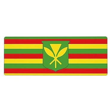 Imagem de Teclado de borracha extragrande com bandeira havaiana nativa, 30 x 80 cm, almofada de teclado multifuncional superespessa para proporcionar uma sensação confortável