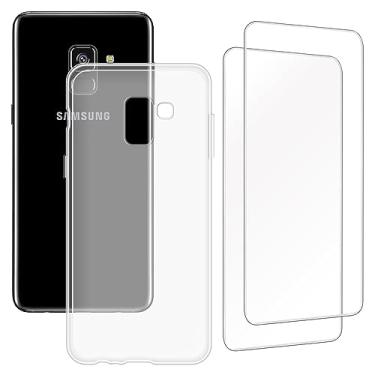 Imagem de Zuitop Capa protetora transparente TPU para Samsung Galaxy A8 2018 A530F (5,6 polegadas) com 2 unidades de protetor de tela de vidro temperado, para Samsung Galaxy A8 2018 A530F.