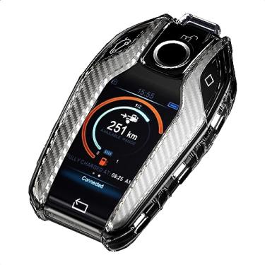 Imagem de TANGSEN Capa para chave de poliuretano termoplástico compatível com 5 séries 528Li 530Li 540Li G30 G31 6 Series GT G11 G12 7 Series 740 X3 G01 i8 capa protetora de fibra de carbono transparente