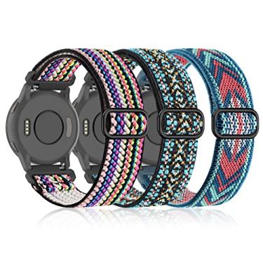 Imagem de Bolesi Pacote com 3 pulseiras de relógio de nylon elásticas de 18 mm para Garmin Venu 2S/Vivoactive 4S/Vivoactive 3S, pulseira esportiva macia de liberação rápida, alça elástica para homens e mulheres