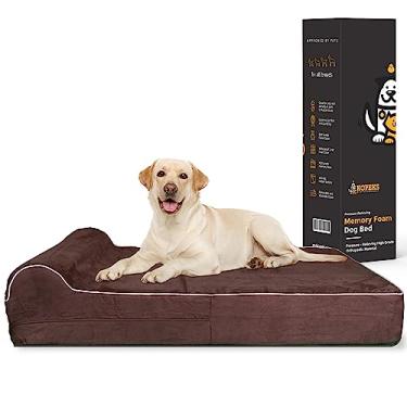 Imagem de Cama de cachorro ortopédica Jumbo - Cama de 7 polegadas de espuma de memória grossa para animais de estimação com travesseiro - Capa removível, fundo antiderrapante - Forro impermeável gratuito incluído - Camas resistentes para cães de raças grandes - Cama de cachorro grande moderna