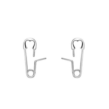 Imagem de Brincos de clipe de papel, brincos de alfinete de segurança para mulheres, clipe de papel delicado, brincos de argola banhados a ouro, joias de alfinete de segurança para mulheres, Prata esterlina