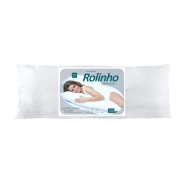 Imagem de Travesseiro Rolinho Conforto Fibra Siliconada Percal 180 Fios 70x40cm Suporte Macio Branco