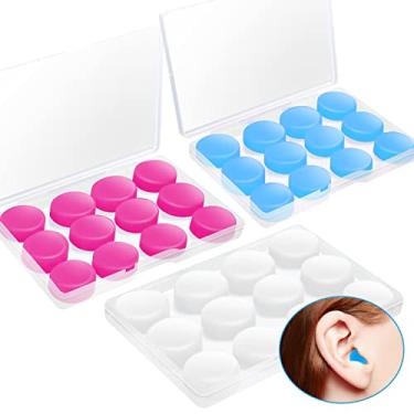 Imagem de 18 pares de tampões de ouvido com cancelamento de ruído para dormir, nadar, shows, ronco, aviões, viagens, trabalho, estudo – silicone macio, reutilizável e moldável com capa