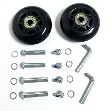 Imagem de LOTOWELZON 2 rodas de substituição de mala de bagagem, rodas de borracha de 84 mm em linha com kits de reparo de rolamentos ABEC-7 608ZZ de 8 mm (preto, OD84 x L 24 mm/3,3 polegadas x 0,94)
