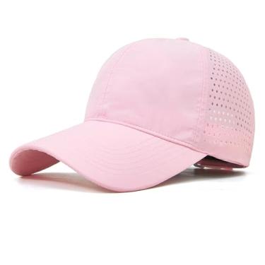 Imagem de QOHNK Boné de beisebol de cabeça grande para homens e mulheres verão básico uso diário respirável boné de malha ultraleve, rosa, M