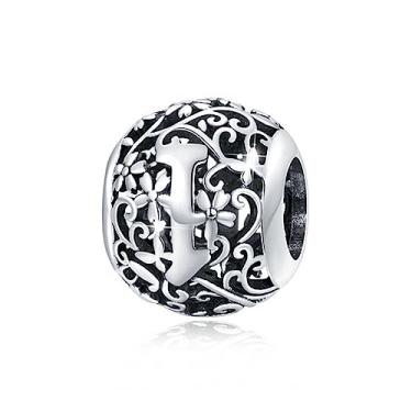 Imagem de Pulseira de prata esterlina 925 A-Z com letra inicial berloques do alfabeto para pulseiras Pandora, miçangas, colar faça você mesmo, pingentes de tornozeleira para mulheres e meninas, presentes de