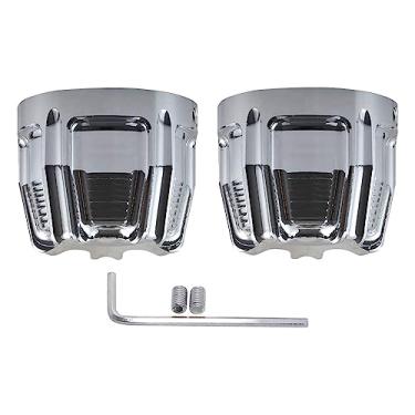 Imagem de RAGBUSCLE Conjunto de tampas de eixo da tampa da porca do eixo dianteiro, tampa da porca do eixo do garfo dianteiro, estilo cinco dedos, compatível com Harley Touring Dyna Street Glide Sportster,