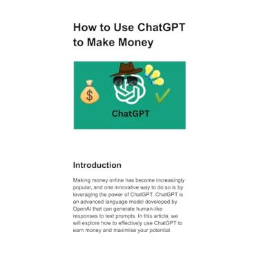 Imagem de How to Use ChatGPT to Make Money | artificial intelligence a modern approach (Digital Marketing Ebooks Book 5) (English Edition)