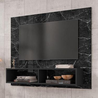 Imagem de Painel Para Tv Ottawa Com 2 Nichos Nero Efeito Marmorizado