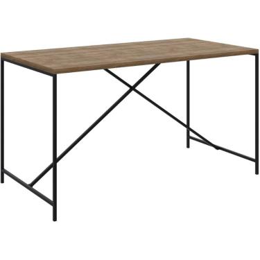 Imagem de Mesa de Jantar Retangular Industrial Steel Quadra Artesano 138 cm (largura) MDP Vermont Aço Preto