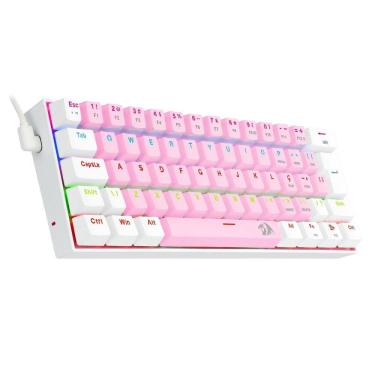 Imagem de Teclado Mecânico Redragon Lakshmi Rosa E Branco Rgb Brown