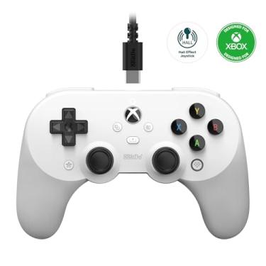 Imagem de 8Bitdo Pro 2 Wired Controller for Xbox, Hall Effect Joysticks and Hall Triggers, 3.5mm Audio Jack, Compatible with Xbox Series X|S, Xbox One, Windows 10/11 - Officially Licensed (White)