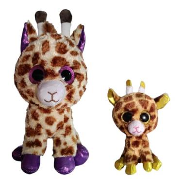 Imagem de Pelúcias Girafa Olhos Brilhantes, Girafinhas Mãe e Filha, Bichinhos de Pelúcia Grande e Pequeno, Olhinhos Brilhantes