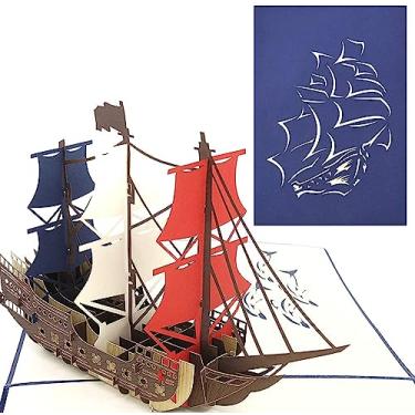 Imagem de Cartão PopLife Ship Pop Up para todas as ocasiões – Feliz aniversário, formatura, parabéns, aposentadoria, aniversário, dia dos pais – Caçadores de tesouros, amantes do oceano – dobrável para envio, Man O’ War Ship