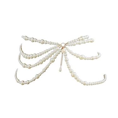 Imagem de YWCUTE Corrente de pérola em camadas na cintura biquíni joias de umbigo acessórios de festa de carnaval na praia para mulheres e meninas joias da moda (yaolian2-1626) (yaolian1-1626), Medium, Pérola,