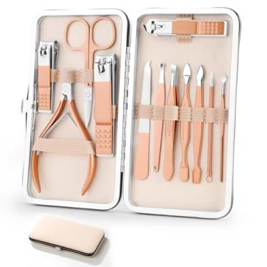 Imagem de Conjunto profissional de manicure e pedicure 12 em 1, kit de cuidados com as unhas, cortador de unhas de aço inoxidável, aparador de cutículas, manicure, ferramentas de pedicure para mulheres, ultra