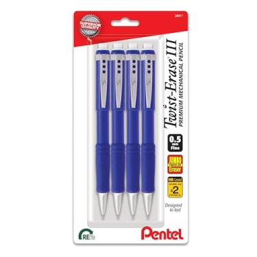 Imagem de Pentel Lapiseira Twist-Erase III, (0,5 mm), linha fina, barril azul, pacote com 4 (QE515BP4C)