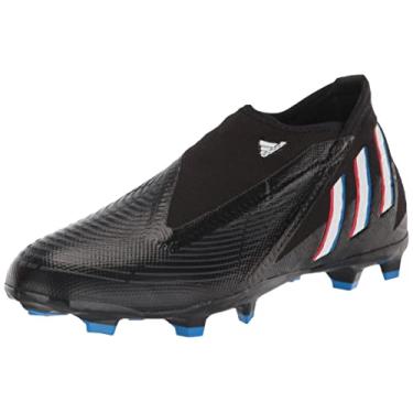 Imagem de adidas Tênis de futebol unissex Edge.3 sem cadarço firme, Núcleo preto/branco/vermelho vívido, 35 BR