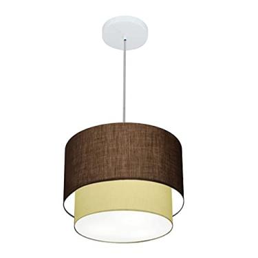 Imagem de Lustre Pendente Duplo Cúpula Tecido 25/30x25, Vivare Iluminação, Pendente4161 LCLA, Algodão Cru, Pequeno