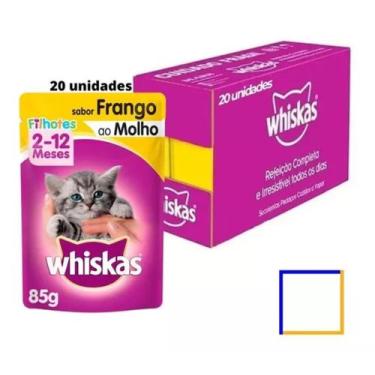 Imagem de Caixa C/20 Whiskas Sachê Gatos Filhotes Frango Ao Molho 85g